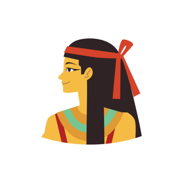 ilustraciones, imágenes clip art, dibujos animados e iconos de stock de retrato de la diosa maat del antiguo egipto, ilustración vectorial plana aislada. - traje de reina egipcia