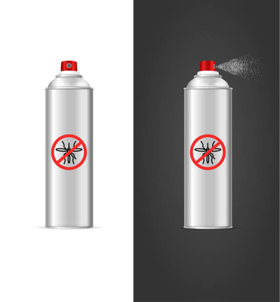 realistyczny szczegółowy zestaw butelek odstraszających owady komarów 3d. wektor - insect repellant stock illustrations