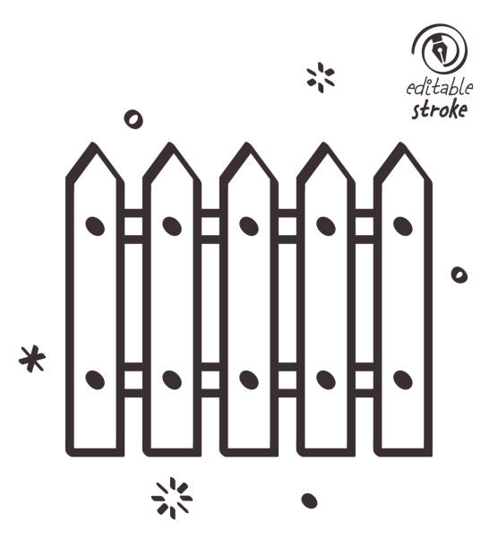 Playful Line Illustration for Building Materials Building materials concept can fit various design projects. Modern and playful line illustration featuring the object drawn in outline style. It's also easy to change the stroke width and edit the colour. rail fence stock illustrations