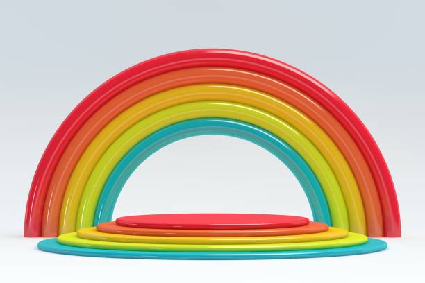 istock 3D stand in front of rainbow over colored background 1397584779
