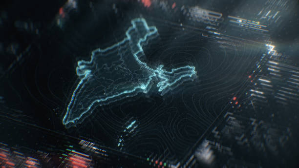 istock Map of India infographics on digital screen 1397586172
