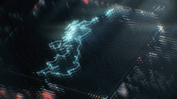 istock Map of UK infographics on digital screen 1397586247