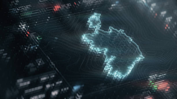 istock Map of Ireland infographics on digital screen 1397586257