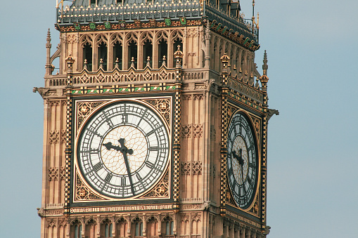A closeup of Big Ben  in London, U.K.