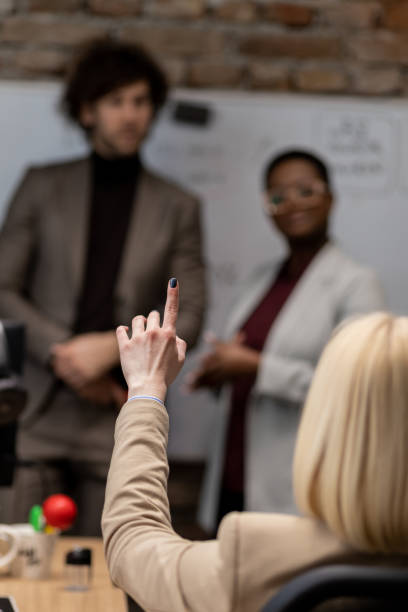 istock Young colleagues on a business presentation 1397588505