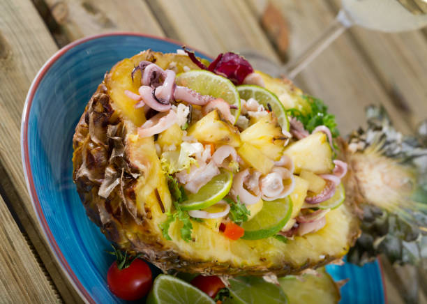 istock Salad with calamari, pineapple and lime 1397589345