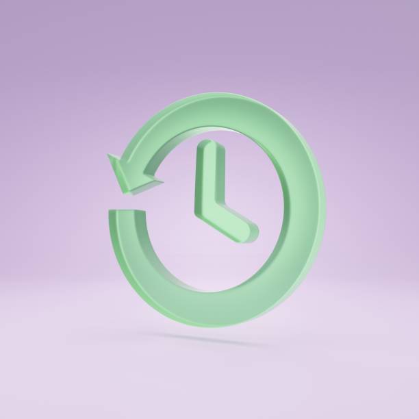istock Minimal history icon by clock hands and arrow 3D render illustration 1397592119