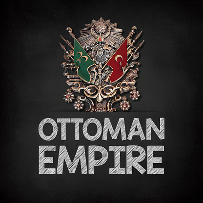 Ottoman Empire emblem, old Turkish symbol on chalkboard