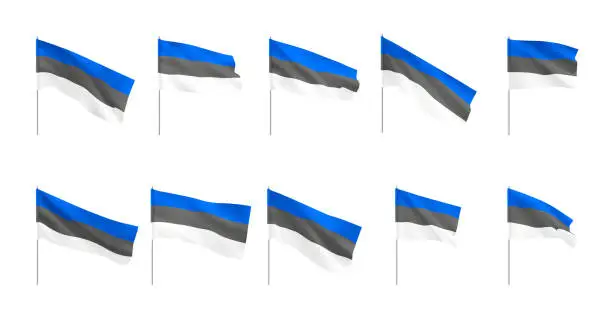 Vector illustration of Estonia flags. Set of national realistic flags of Estonian.