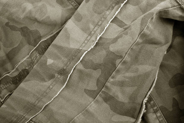 istock close up of the camouflage textured fabric wavy background 1397600543