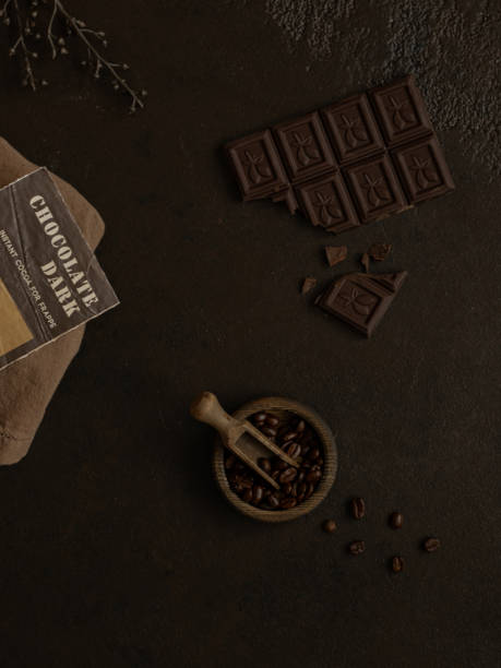 Chocolate bar and coffee beans