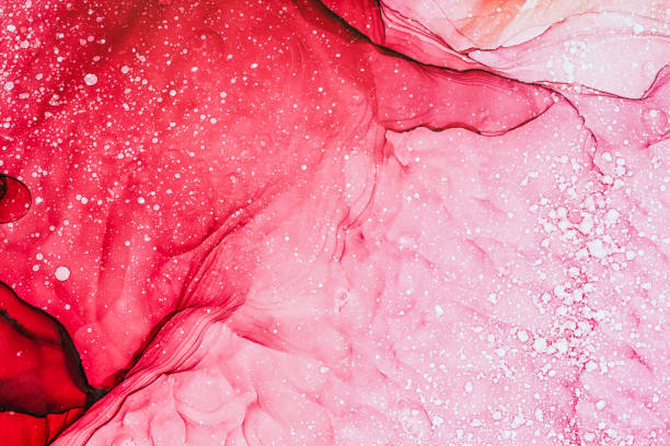 couleurs de peinture fluide arrière-plan art abstrait. - coral pink abstract paint photos et images de collection