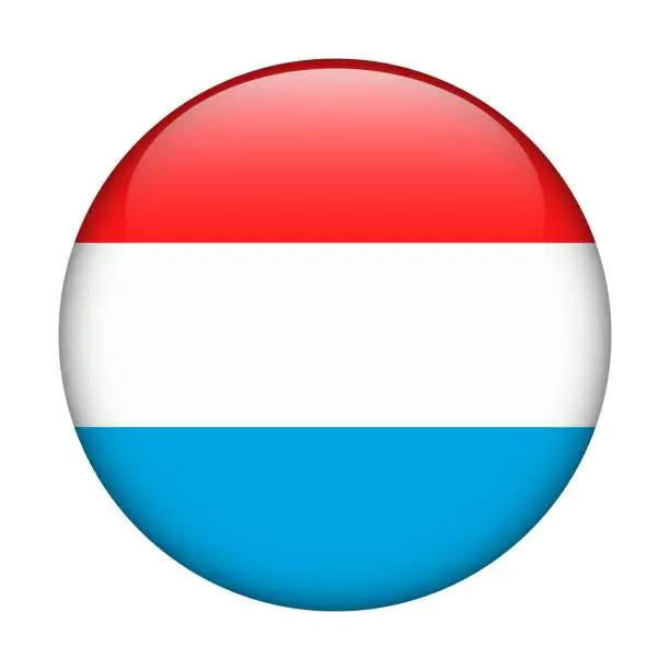 Vector illustration of Luxembourg National flag. Vector icon. Glass button for web, app, ui. Glossy banner.