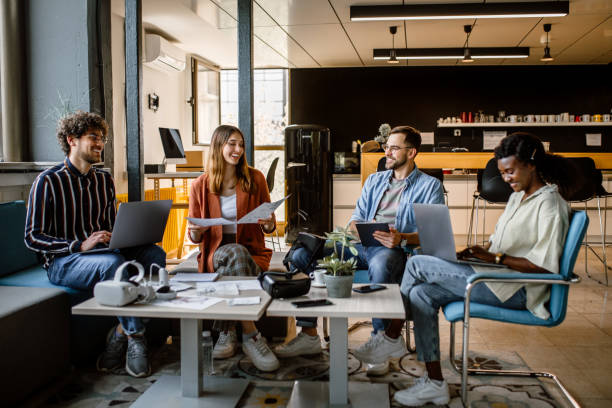 istock Focused business team people in the office having a meeting. 1397606592