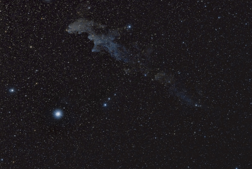 Witch head nebula IC 2118 reflection nebulae and Rigel on the night sky