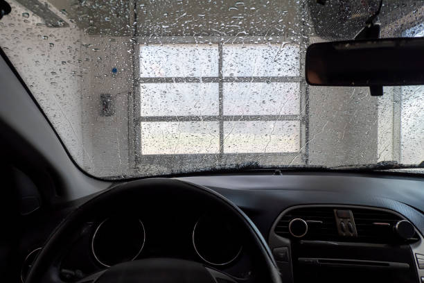 istock Drive-through carwash viewed from inside of the car. 1397608450