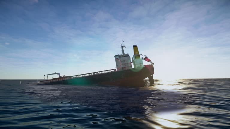 Oil Tanker ship sinking in the ocean