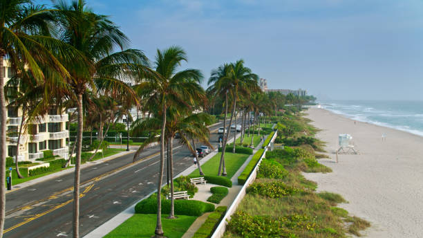 istock Drone Shot of Beach Front in Palm Beach, Florida 1397611158