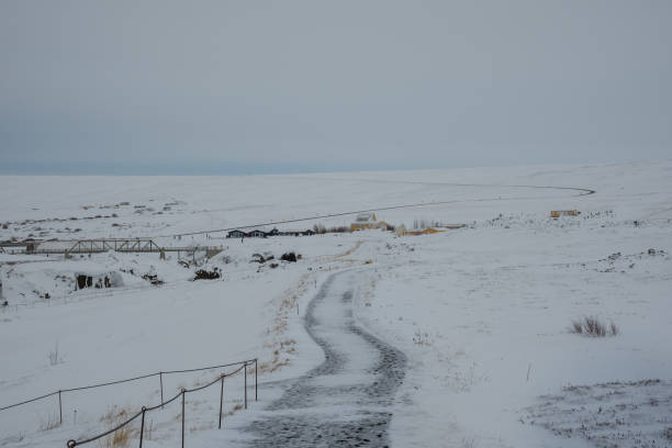 istock Path towards the Godafoss waterfall in north Iceland 1397616366