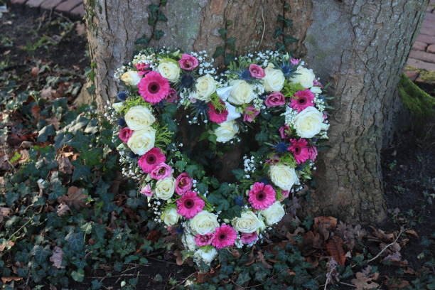 istock Heart shaped sympathy flowers 1397617389
