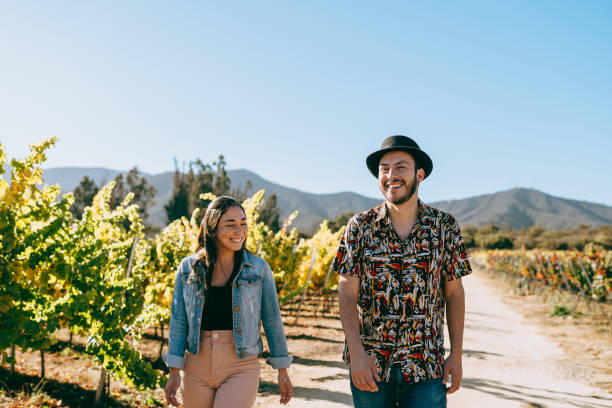 istock Couple visiting an organic vineyard 1397619734