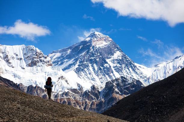 istock Mount Everest seen from Gokyo valley with tourist 1397625343