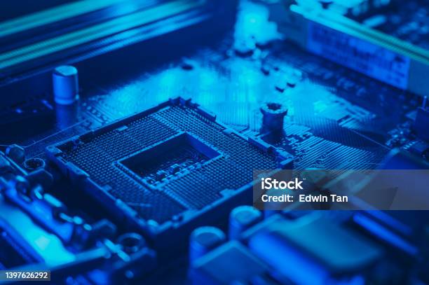 Abstractclose Up Of Mainboard Electronic Background Stock Photo - Download Image Now