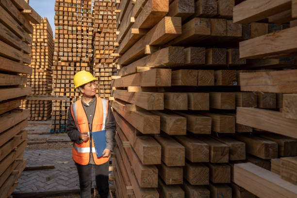 istock A Chinese female warehouse worker works in a timber warehouse 1397630430