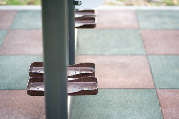 Fitness equipment, double space walker. Close up view with copy space.