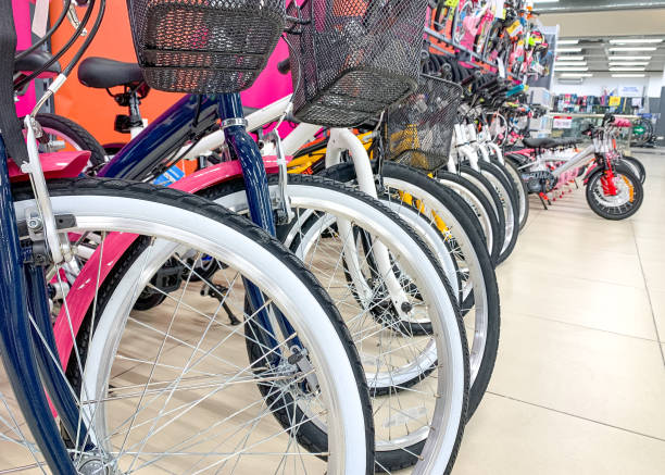 istock Bicycles on sale in retail store. 1397632062