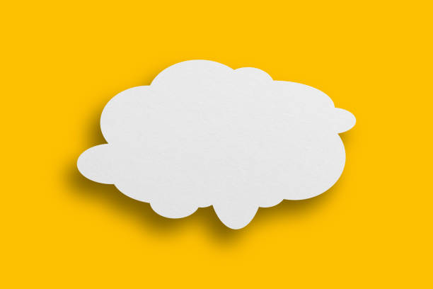 istock White paper in speech bubble shape set against yellow background. 1397632246