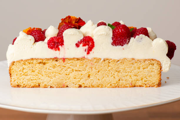 istock Keto Vanilla Sponge Cake with Raspberries 1397633824
