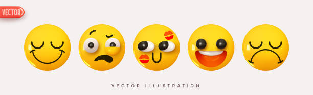 istock Set of icons emotion. Yellow glossy emoticons. Vector illustration 1397634045