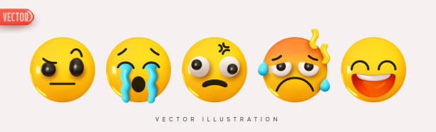 istock Set of icons emotion. Yellow glossy emoticons. Vector illustration 1397634097