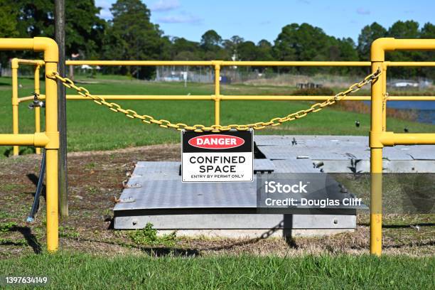 Danger Confined Space Sign Stock Photo - Download Image Now - Confined Space, Safety, Danger