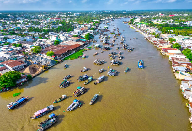 istock Cai Rang floating market, Can Tho, Vietnam, aerial view 1397636718