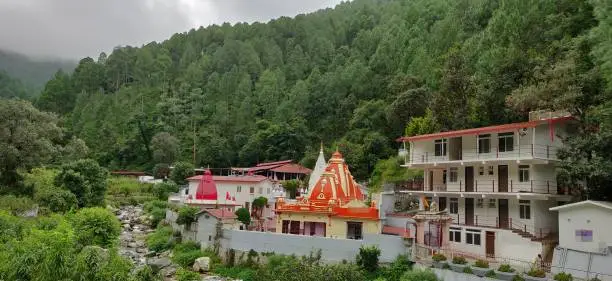 Photo of A temple in the Himalayan mountain. The temple is known as Kainchi Dham.