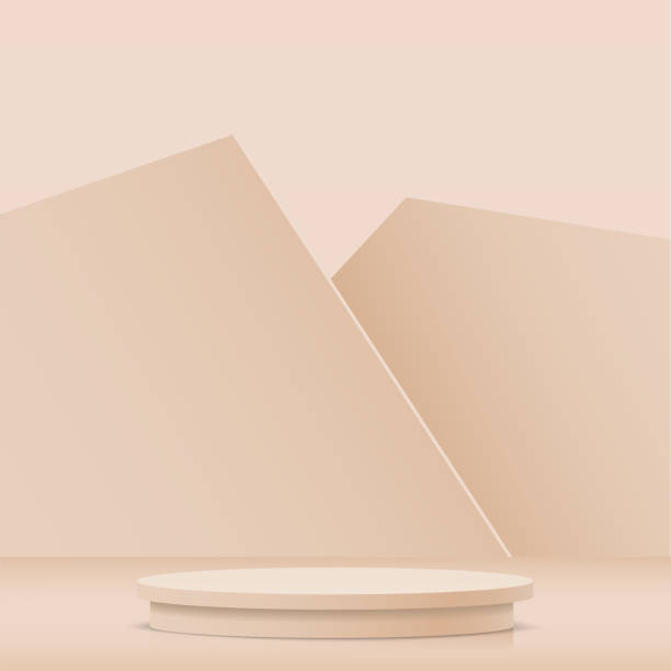 ilustrações de stock, clip art, desenhos animados e ícones de abstract minimal scene with geometric forms. cream color podium in cream color background for product presentation. vector - camel fair