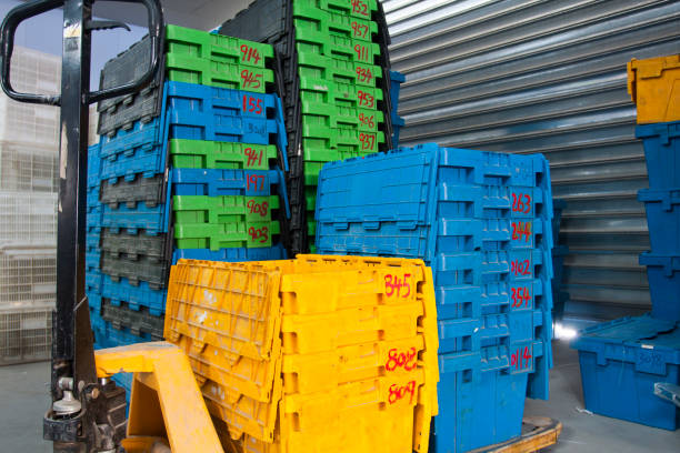 istock Pallet Jack Forklift. Pallet stacker truck equipment at warehouse 1397647036