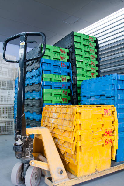 istock Pallet Jack Forklift. Pallet stacker truck equipment at warehouse 1397647049