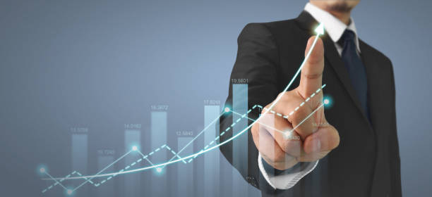 istock Businessman plan graph growth and increase of chart positive indicators 1397647813