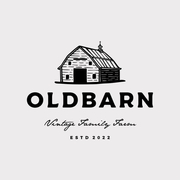 ilustrações, clipart, desenhos animados e ícones de projeto de logotipo do celeiro vintage farm - barn wood building house farm cow cattle design - barn