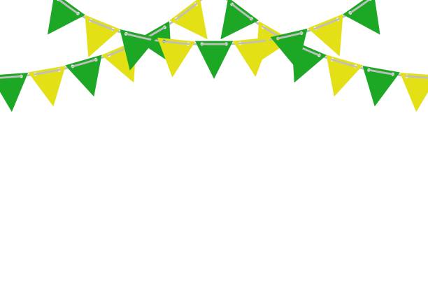 istock Yellow green bunting flag celebration  isolated on white background. vector illutrator 1397654474