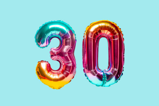istock Rainbow foil balloon number. Top view. 1397656257