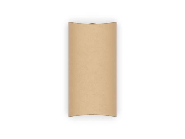 istock Kraft paper pillow shaped box for branding and mockup, 3d render illustration 1397656314