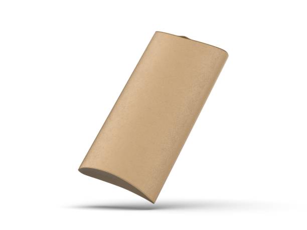 istock Kraft paper pillow shaped box for branding and mockup, 3d render illustration 1397656315