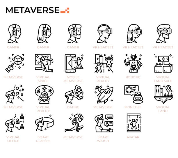 Metaverse icon set. Metaverse icon set for digital technology, study, education, IT websites, presentations, books. game developer stock illustrations