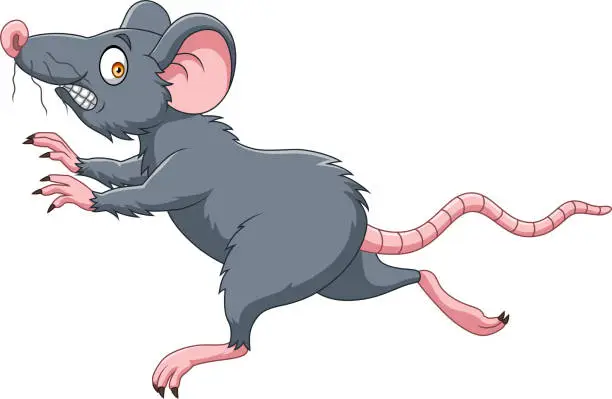 Vector illustration of Cute little mouse cartoon running