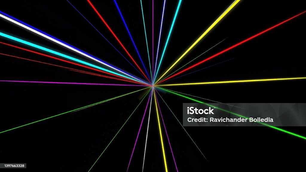Light Rases Colorful Light Rays Isolated On Plain Black Background Stock ...
