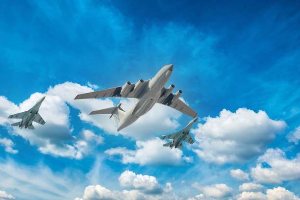istock Military jets flying in sky 1397666543